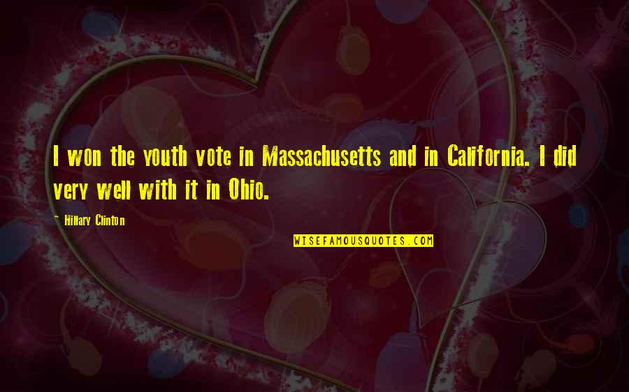 Did Well Quotes By Hillary Clinton: I won the youth vote in Massachusetts and
