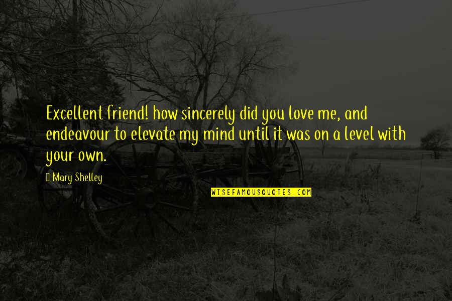 Did You Ever Love Me Quotes By Mary Shelley: Excellent friend! how sincerely did you love me,