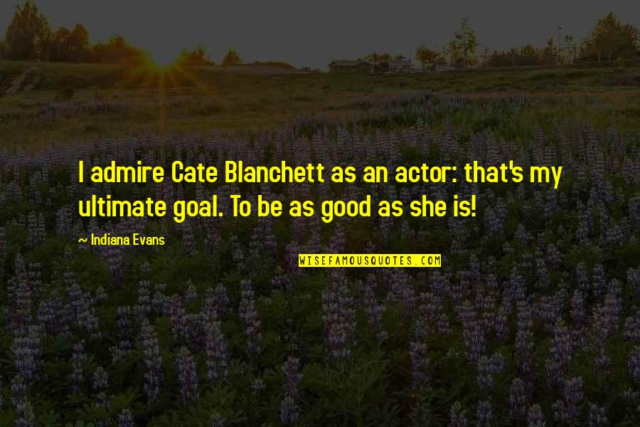 Did You Ever Stop To Think Quotes By Indiana Evans: I admire Cate Blanchett as an actor: that's