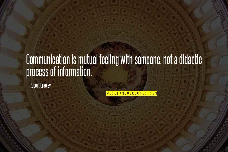 Didactic Quotes By Robert Creeley: Communication is mutual feeling with someone, not a