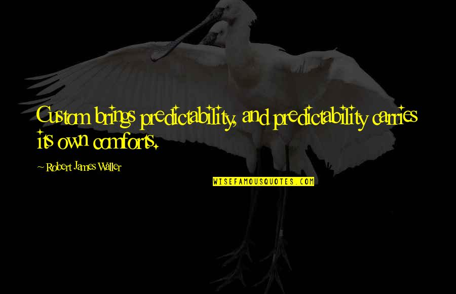 Diddys Kids Quotes By Robert James Waller: Custom brings predictability, and predictability carries its own