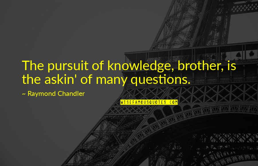 Dident Quotes By Raymond Chandler: The pursuit of knowledge, brother, is the askin'