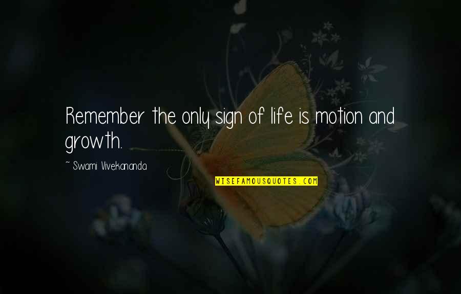 Didik Nini Quotes By Swami Vivekananda: Remember the only sign of life is motion Didik Nini Quotes By Swami Vivekananda: Remember the only sign of life is motion