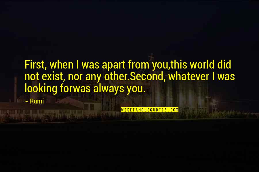 Didno76 Quotes By Rumi: First, when I was apart from you,this world