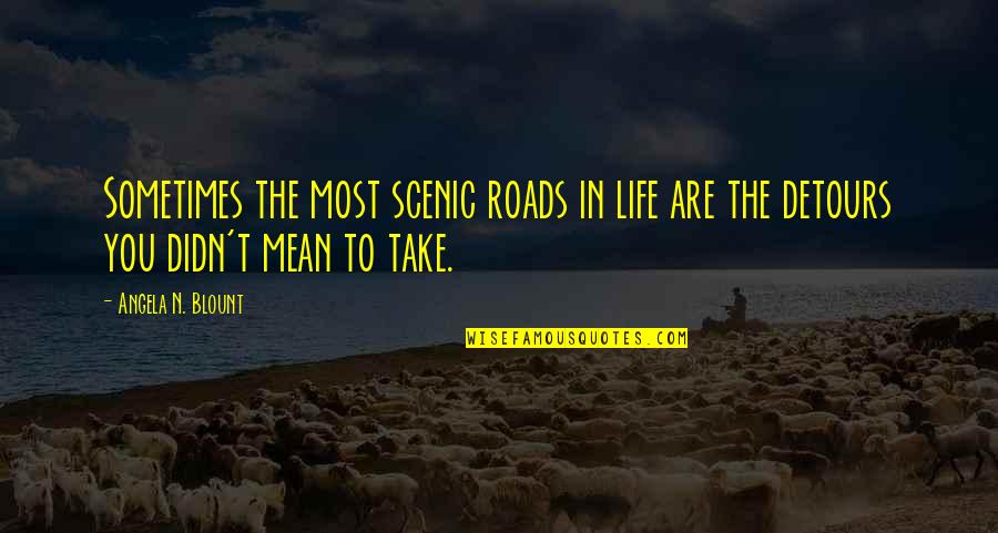 Didn't Mean Quotes By Angela N. Blount: Sometimes the most scenic roads in life are