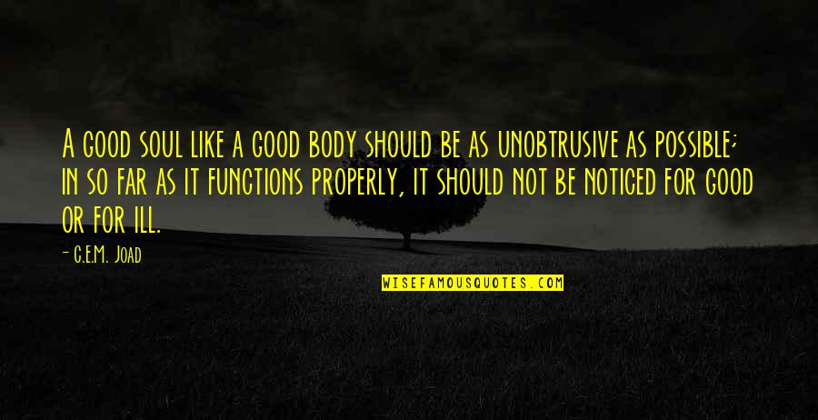 Didn't Think This Through Quotes By C.E.M. Joad: A good soul like a good body should