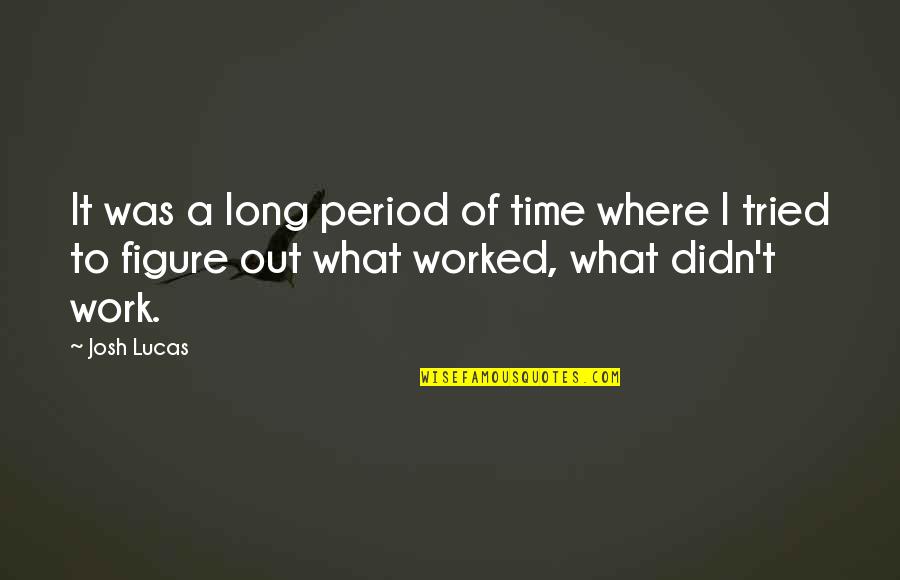 Didn't Work Out Quotes By Josh Lucas: It was a long period of time where