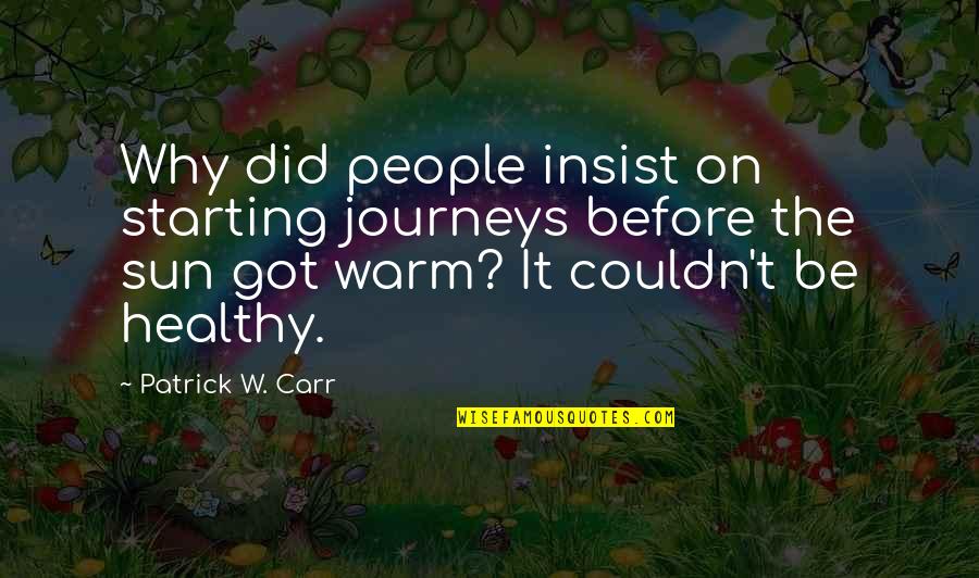 Did't Quotes By Patrick W. Carr: Why did people insist on starting journeys before