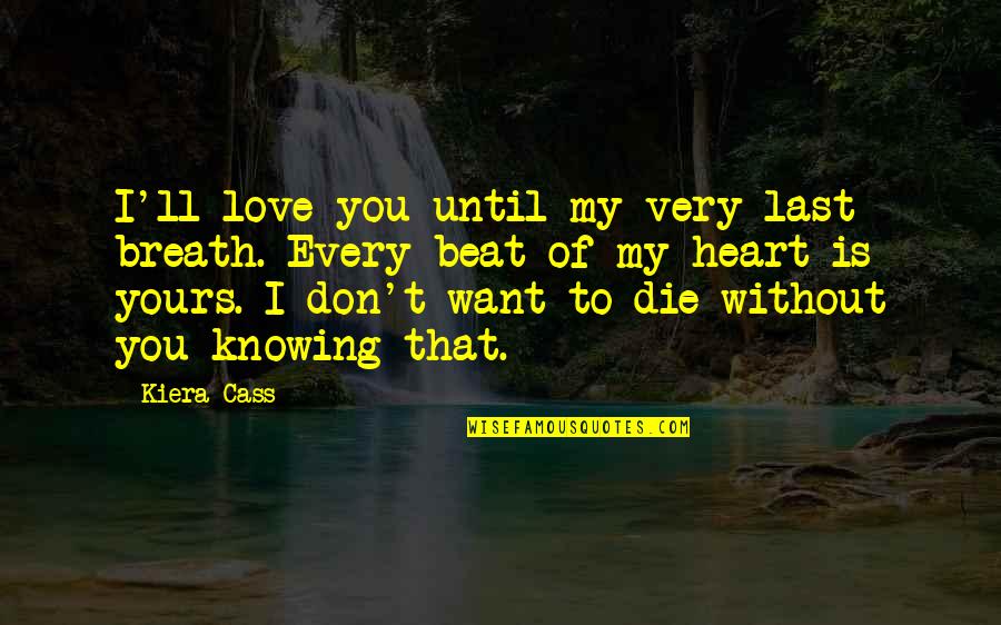 Die Heart Love Quotes By Kiera Cass: I'll love you until my very last breath.