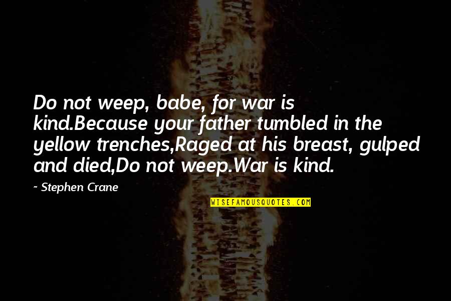 Died Father Quotes By Stephen Crane: Do not weep, babe, for war is kind.Because