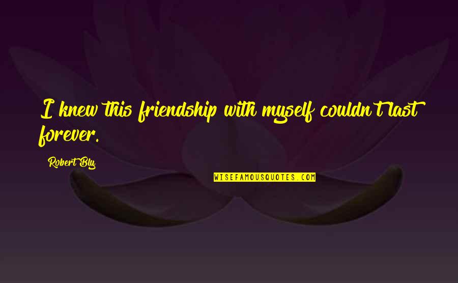 Died Friends Quotes By Robert Bly: I knew this friendship with myself couldn't last