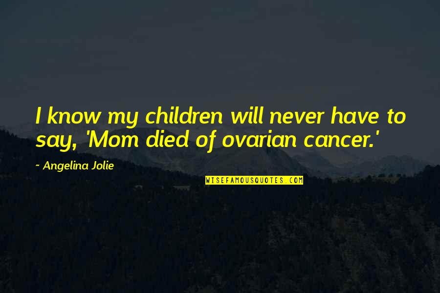 Died From Cancer Quotes By Angelina Jolie: I know my children will never have to