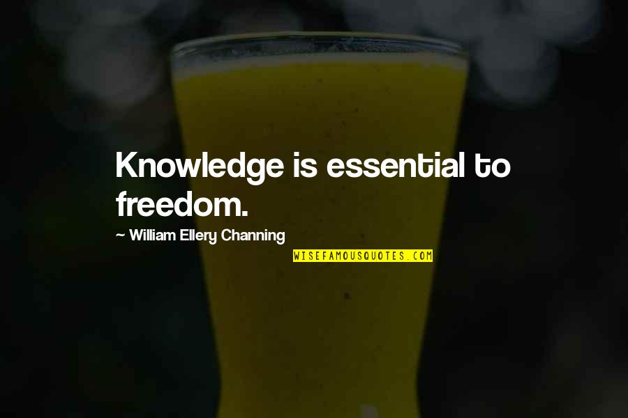 Diedre Moire Quotes By William Ellery Channing: Knowledge is essential to freedom. Diedre Moire Quotes By William Ellery Channing: Knowledge is essential to freedom.