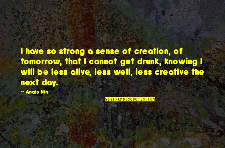 Diefenthaler Dairy Quotes By Anais Nin: I have so strong a sense of creation,