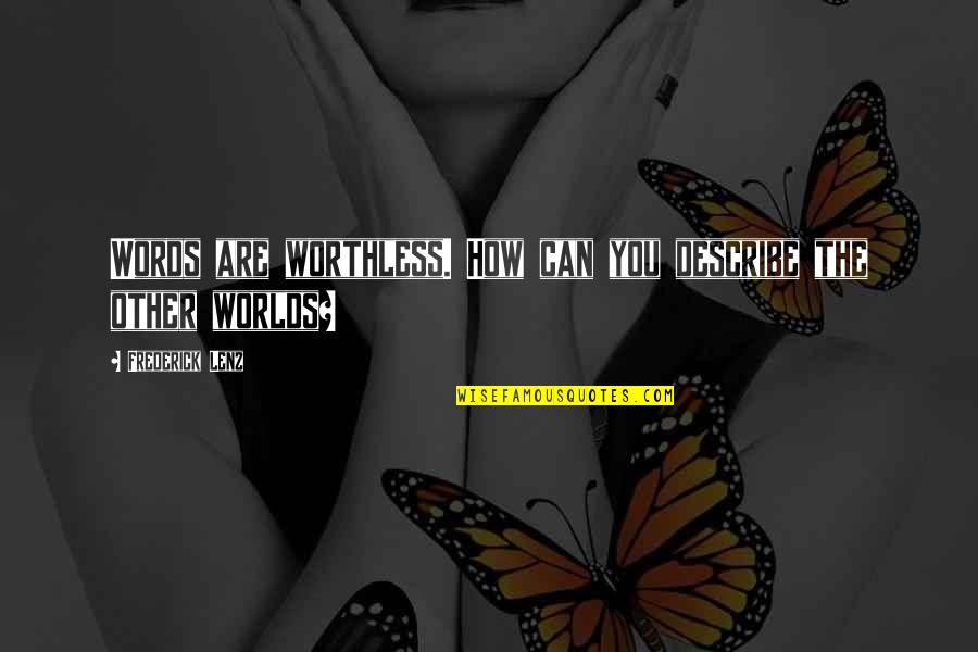 Diego Barrueco Quotes By Frederick Lenz: Words are worthless. How can you describe the