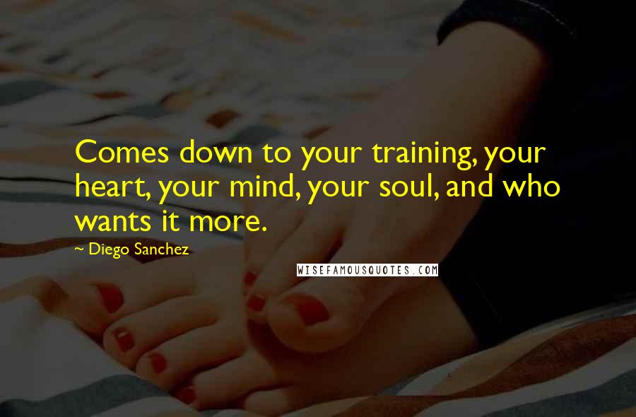 Diego Sanchez quotes: Comes down to your training, your heart, your mind, your soul, and who wants it more.