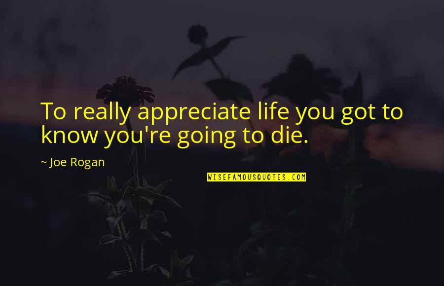 Diehl Auto Quotes By Joe Rogan: To really appreciate life you got to know
