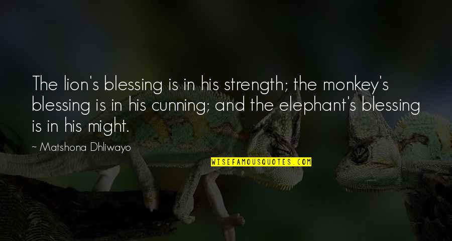 Dieken Quotes By Matshona Dhliwayo: The lion's blessing is in his strength; the Dieken Quotes By Matshona Dhliwayo: The lion's blessing is in his strength; the