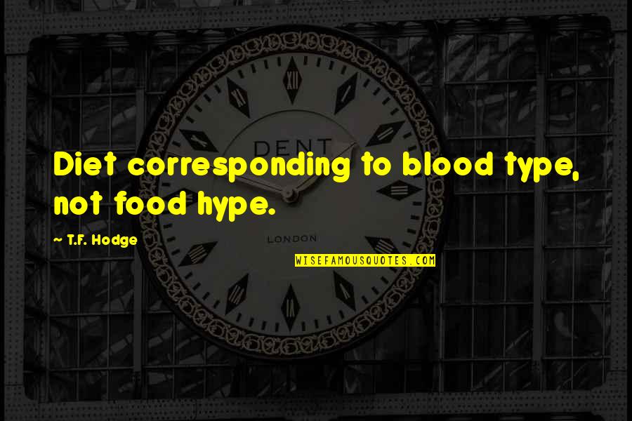 Diet Food Quotes By T.F. Hodge: Diet corresponding to blood type, not food hype.