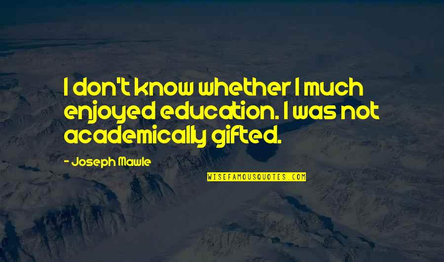 Dieter Moebius Quotes By Joseph Mawle: I don't know whether I much enjoyed education.