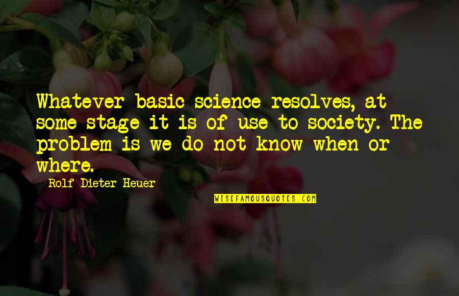 Dieter Quotes By Rolf-Dieter Heuer: Whatever basic science resolves, at some stage it