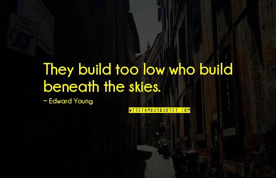 Dieuwertje Diekema Quotes By Edward Young: They build too low who build beneath the