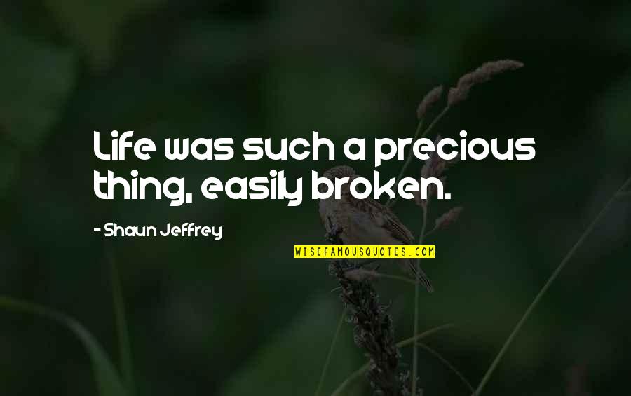 Dievs Quotes By Shaun Jeffrey: Life was such a precious thing, easily broken. Dievs Quotes By Shaun Jeffrey: Life was such a precious thing, easily broken.