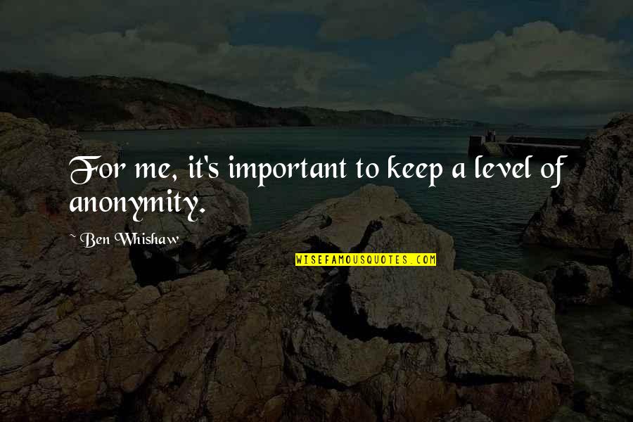 Diferencian Quotes By Ben Whishaw: For me, it's important to keep a level Diferencian Quotes By Ben Whishaw: For me, it's important to keep a level
