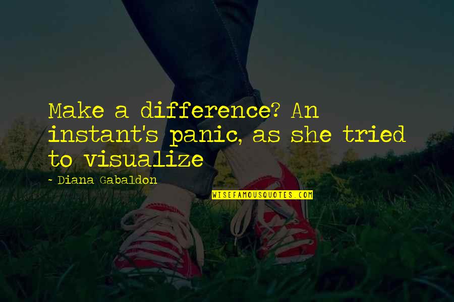 Difference An Quotes By Diana Gabaldon: Make a difference? An instant's panic, as she Difference An Quotes By Diana Gabaldon: Make a difference? An instant's panic, as she