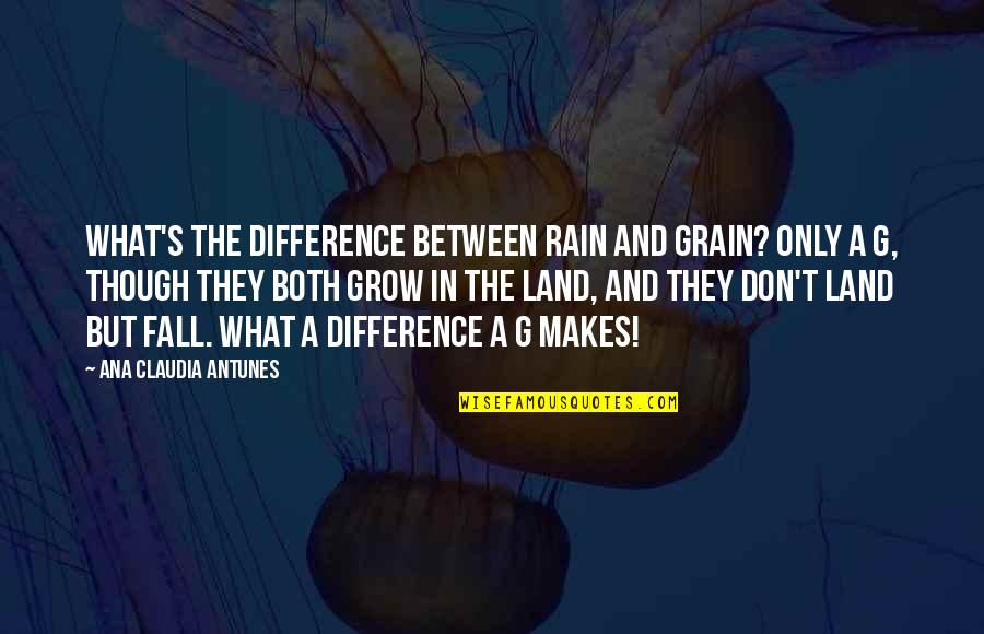 Difference Quotes And Quotes By Ana Claudia Antunes: What's the difference between rain and grain? Only Difference Quotes And Quotes By Ana Claudia Antunes: What's the difference between rain and grain? Only