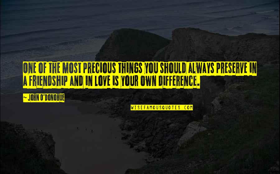 Differences And Love Quotes By John O'Donohue: One of the most precious things you should