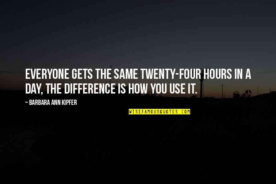 Differences In Learning Quotes By Barbara Ann Kipfer: Everyone gets the same twenty-four hours in a