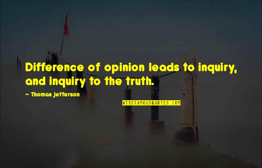 Differences In Opinion Quotes By Thomas Jefferson: Difference of opinion leads to inquiry, and inquiry