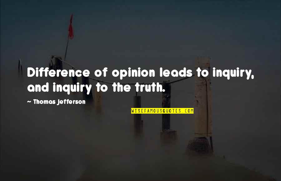 Differences Of Opinion Quotes By Thomas Jefferson: Difference of opinion leads to inquiry, and inquiry