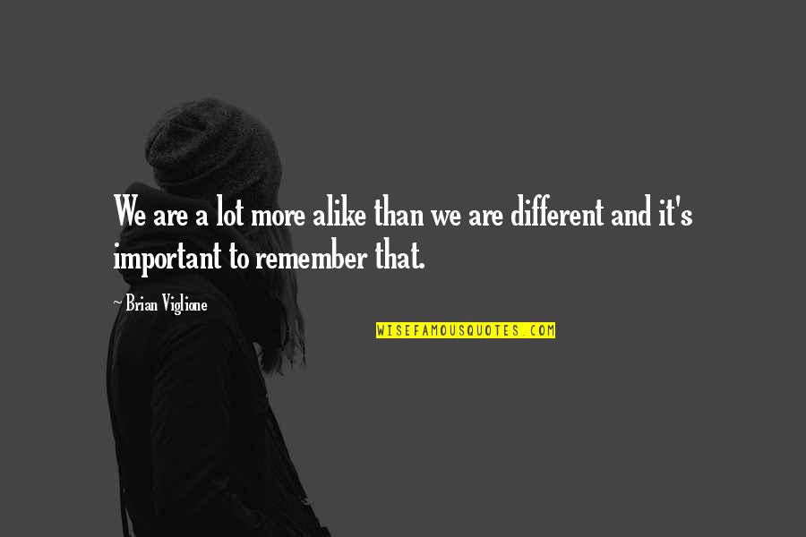 Different And Alike Quotes By Brian Viglione: We are a lot more alike than we