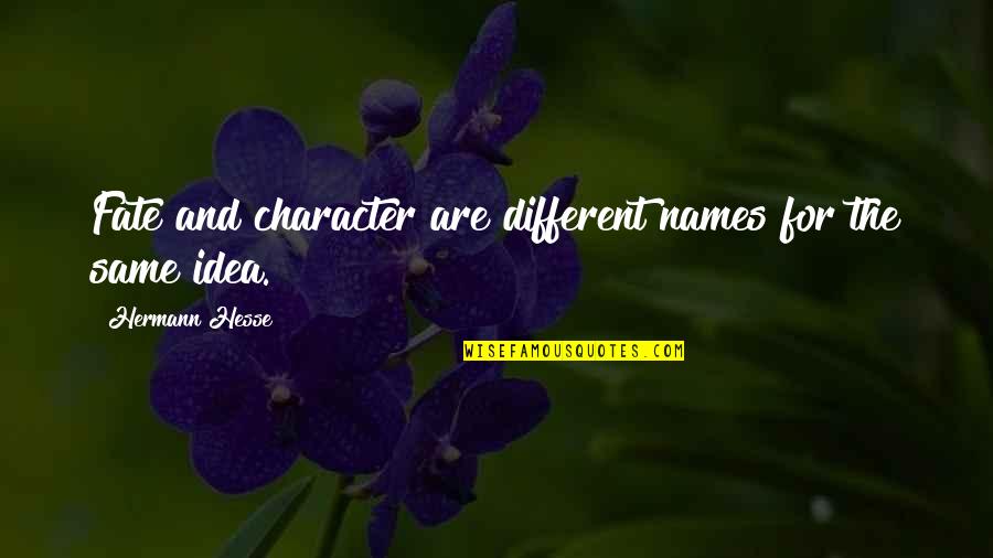 Different And The Same Quotes By Hermann Hesse: Fate and character are different names for the Different And The Same Quotes By Hermann Hesse: Fate and character are different names for the