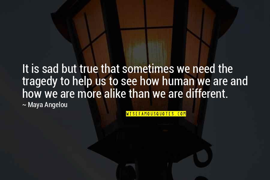 Different But Alike Quotes By Maya Angelou: It is sad but true that sometimes we