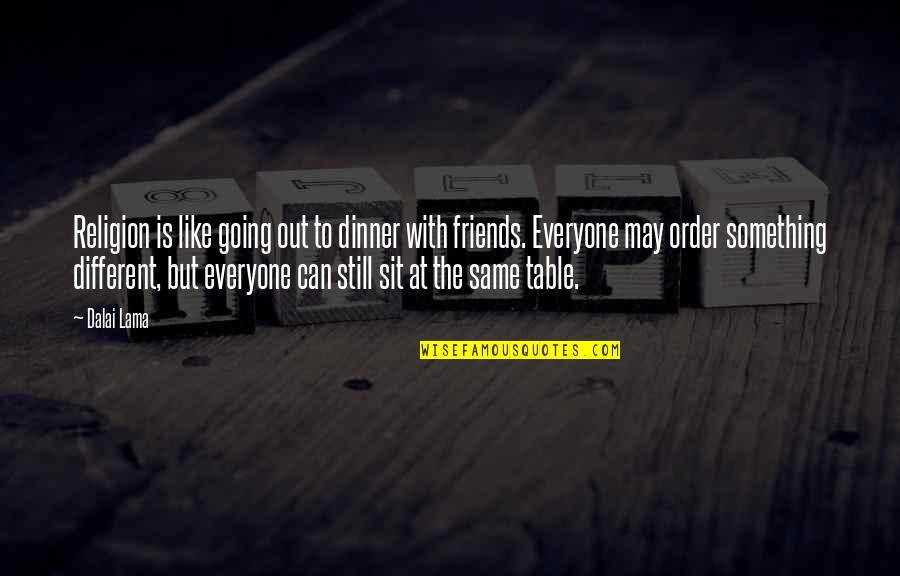 Different But Same Quotes By Dalai Lama: Religion is like going out to dinner with