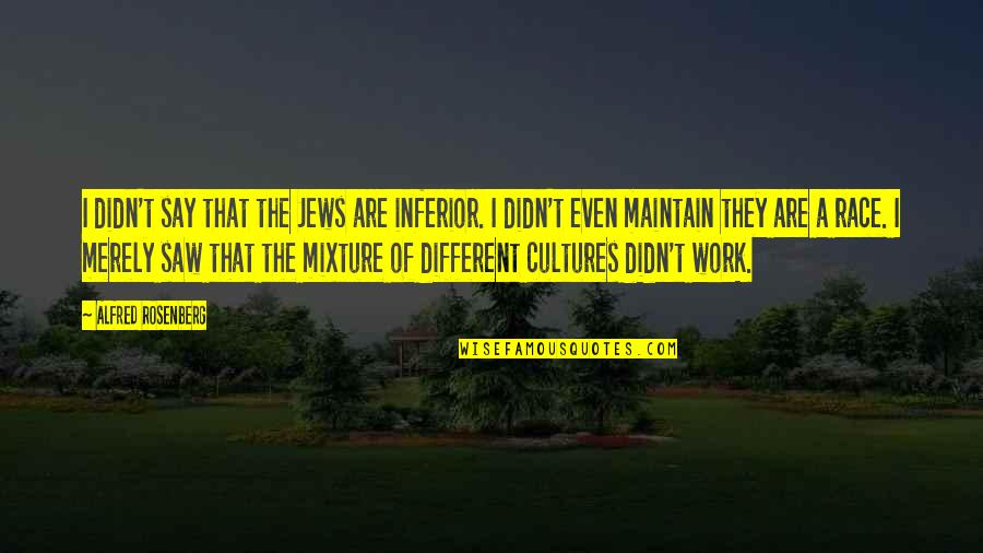 Different Cultures Quotes By Alfred Rosenberg: I didn't say that the Jews are inferior.