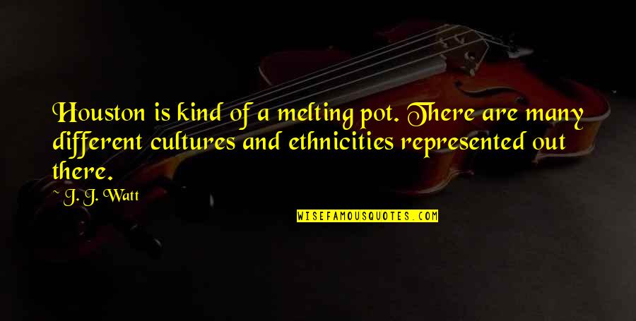 Different Cultures Quotes By J. J. Watt: Houston is kind of a melting pot. There Different Cultures Quotes By J. J. Watt: Houston is kind of a melting pot. There