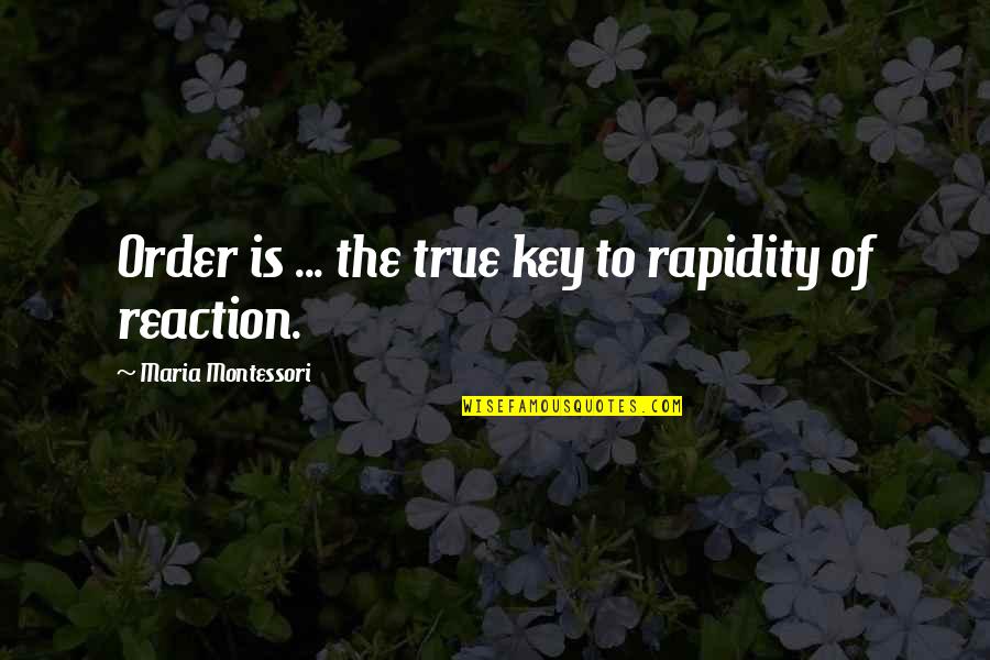 Different Denominations Quotes By Maria Montessori: Order is ... the true key to rapidity