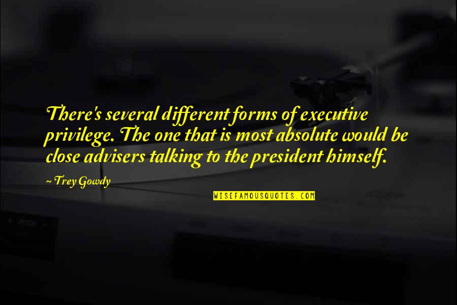 Different Forms Quotes By Trey Gowdy: There's several different forms of executive privilege. The
