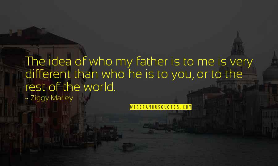 Different From The Rest Quotes By Ziggy Marley: The idea of who my father is to