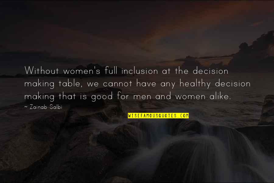 Different Heights Quotes By Zainab Salbi: Without women's full inclusion at the decision making