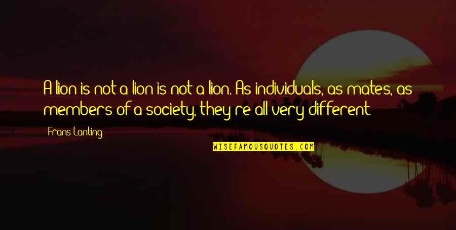 Different Individuals Quotes By Frans Lanting: A lion is not a lion is not
