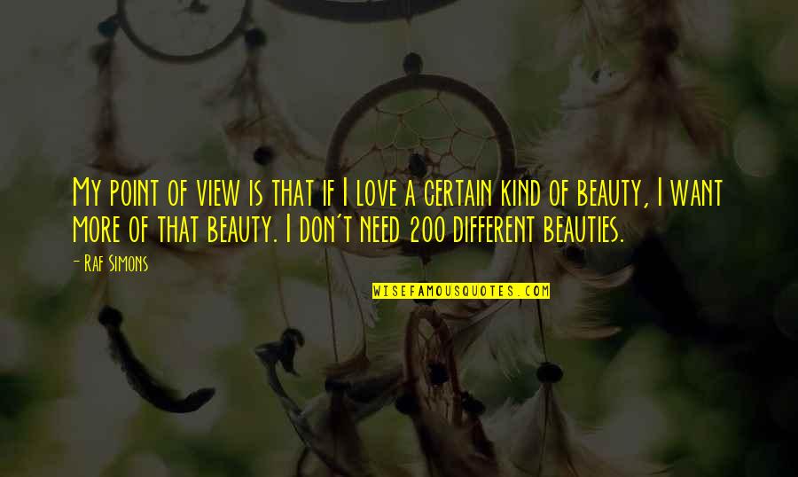 Different Kind Of Beauty Quotes By Raf Simons: My point of view is that if I