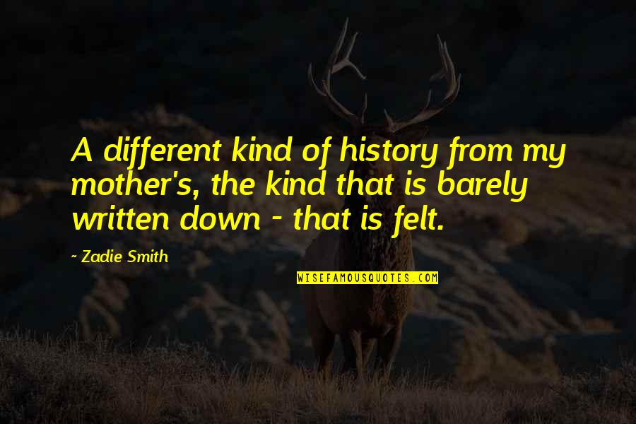 Different Kind Of Quotes By Zadie Smith: A different kind of history from my mother's,