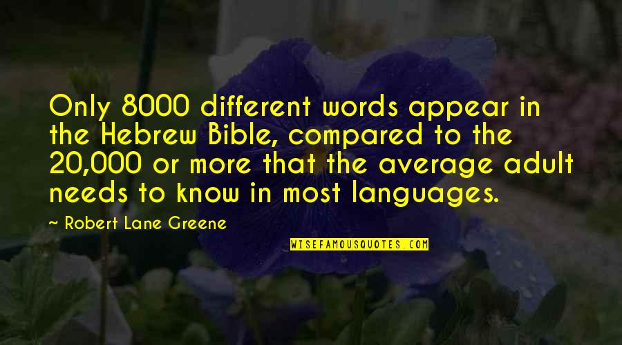 Different Languages Quotes By Robert Lane Greene: Only 8000 different words appear in the Hebrew