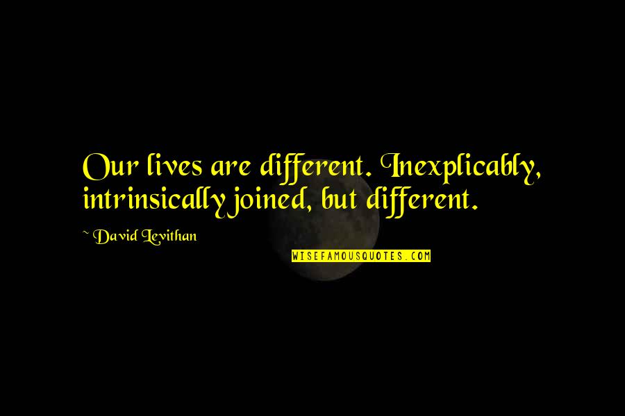 Different Lives Quotes By David Levithan: Our lives are different. Inexplicably, intrinsically joined, but