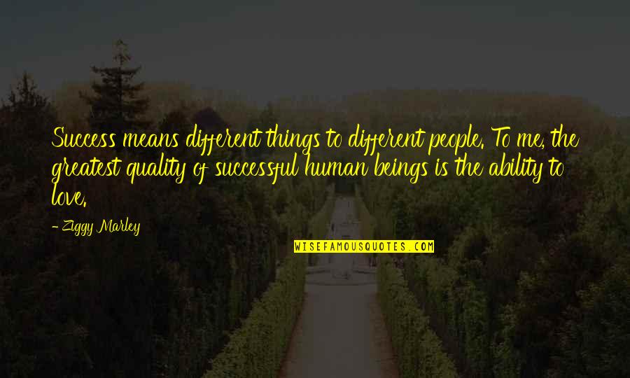 Different Love Quotes By Ziggy Marley: Success means different things to different people. To